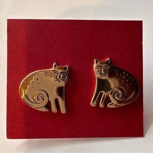 Laurel Burch vintage gold cat earrings